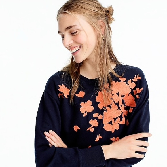 J Crew Embroidered Crewneck Sweatshirt - Picture 2 of 6